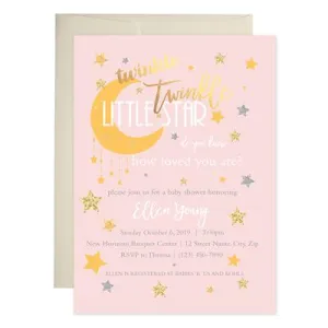 Pink Twinkle Baby Shower Invitations