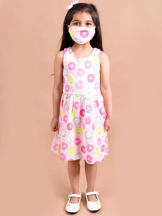 Pink Yellow Donut Printed Dress