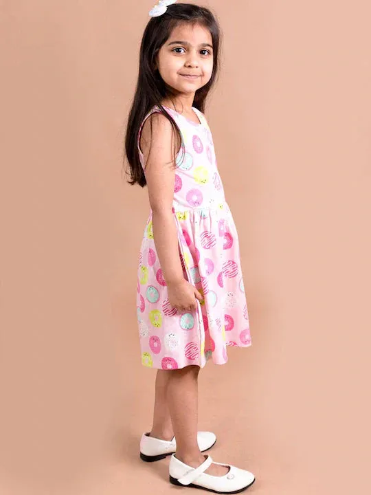 Pink Yellow Donut Printed Dress