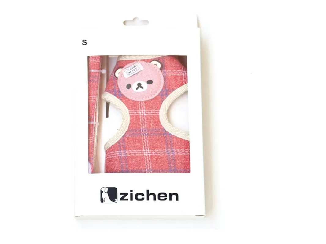 Plaid Cartoon Bear Korean Chest And Back