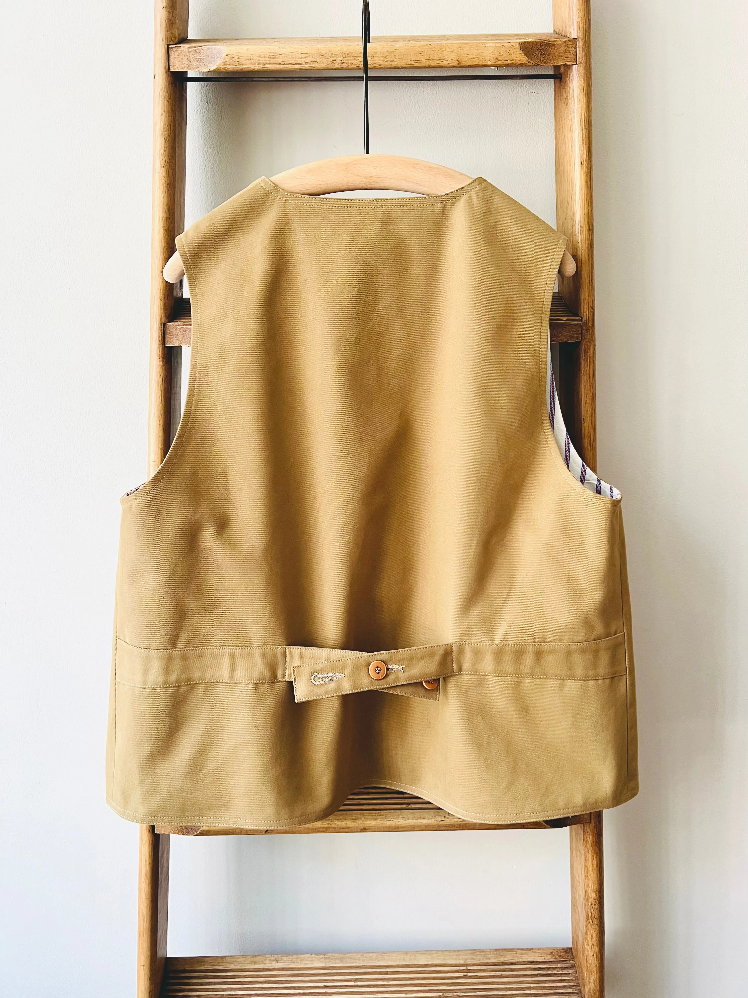 Reversible Cotton Twill Vest / Beige