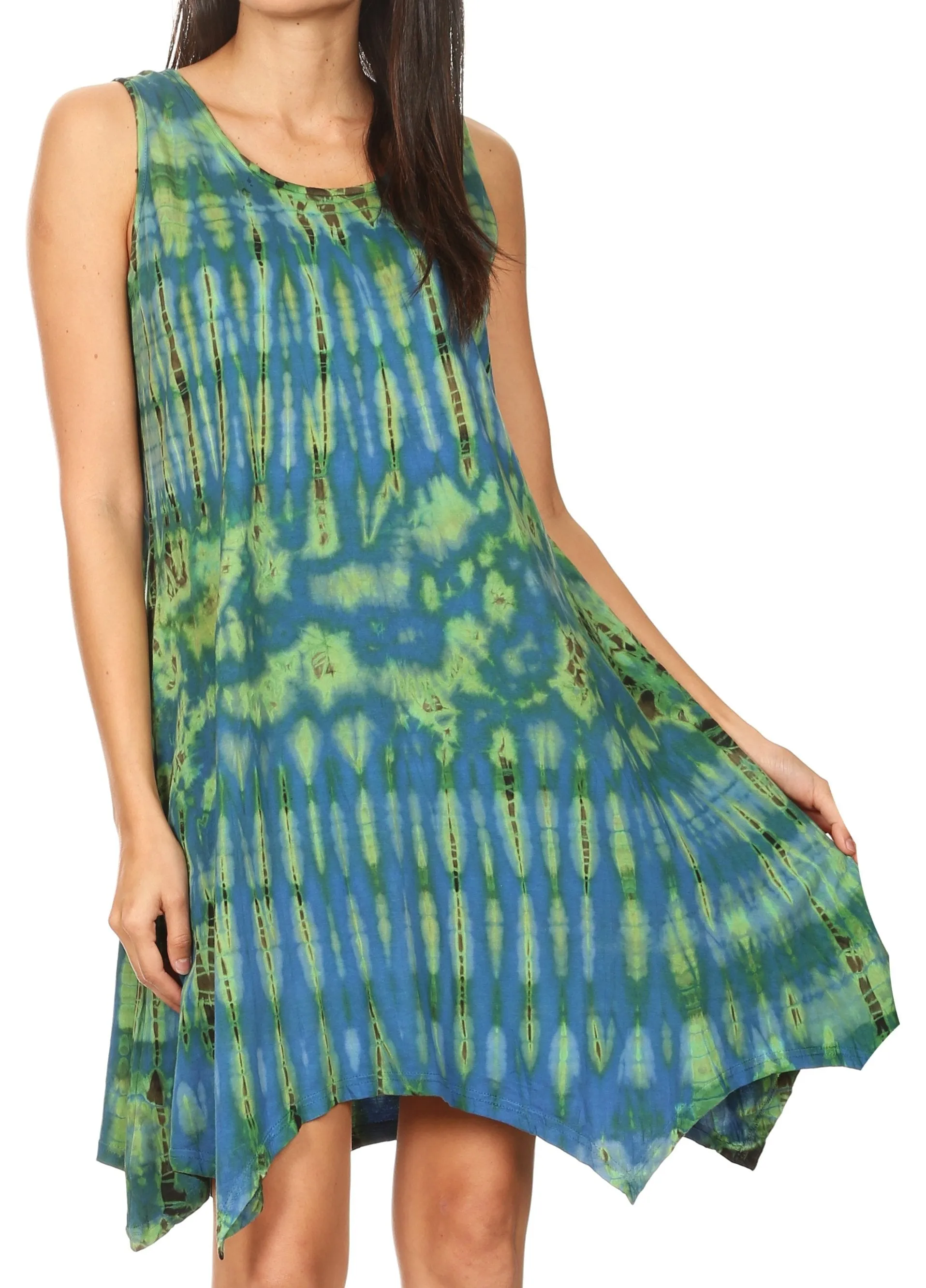 Sakkas Dora Women's Sleeveless Knit Loose Casual Shift Print Tank Dress Sundress