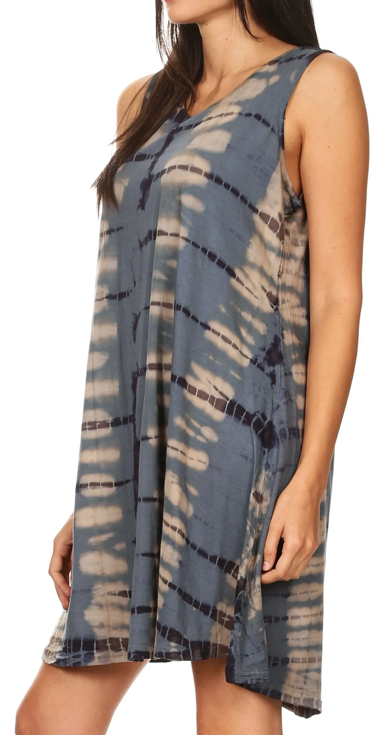 Sakkas Dora Women's Sleeveless Knit Loose Casual Shift Print Tank Dress Sundress