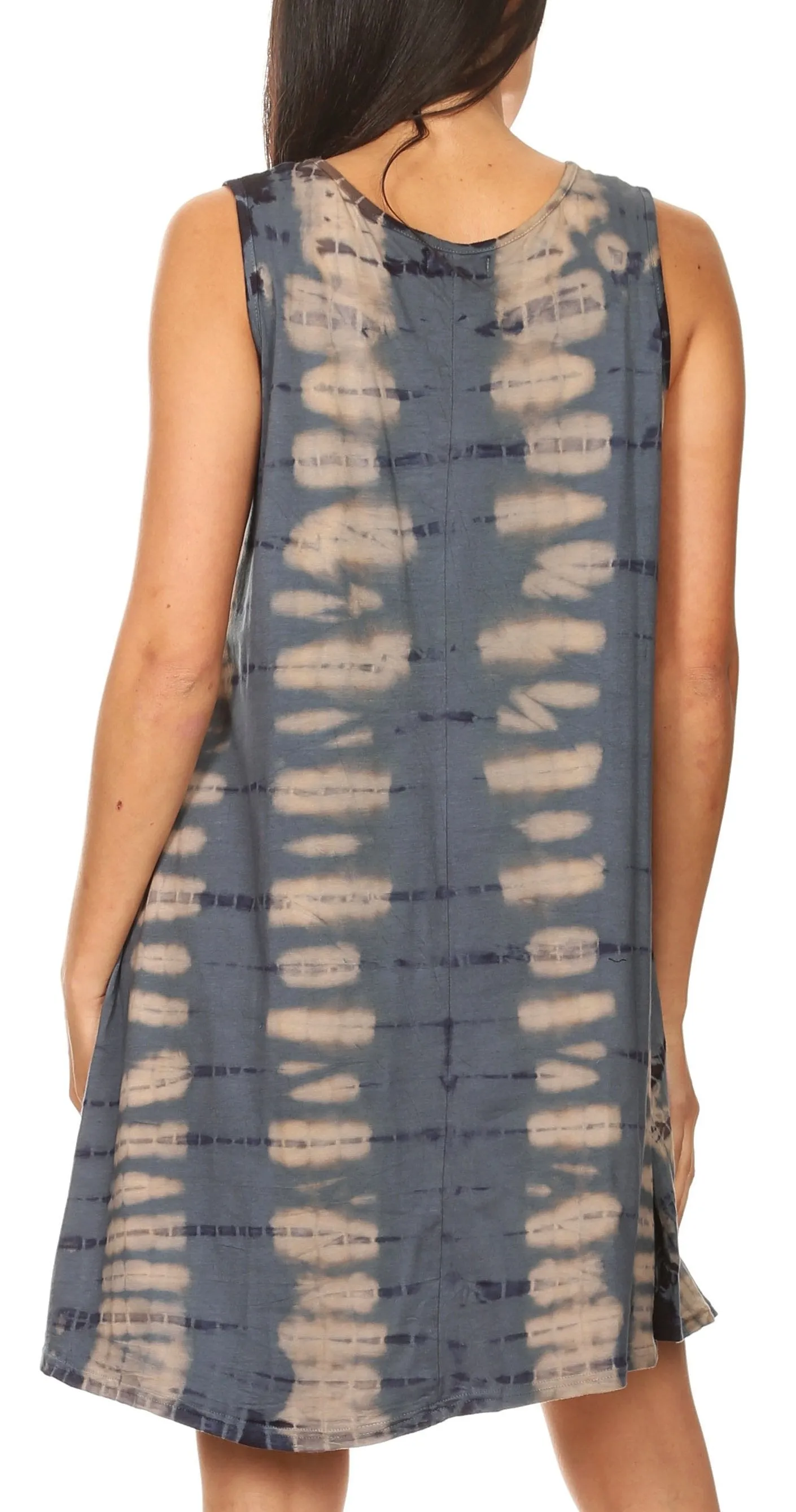 Sakkas Dora Women's Sleeveless Knit Loose Casual Shift Print Tank Dress Sundress