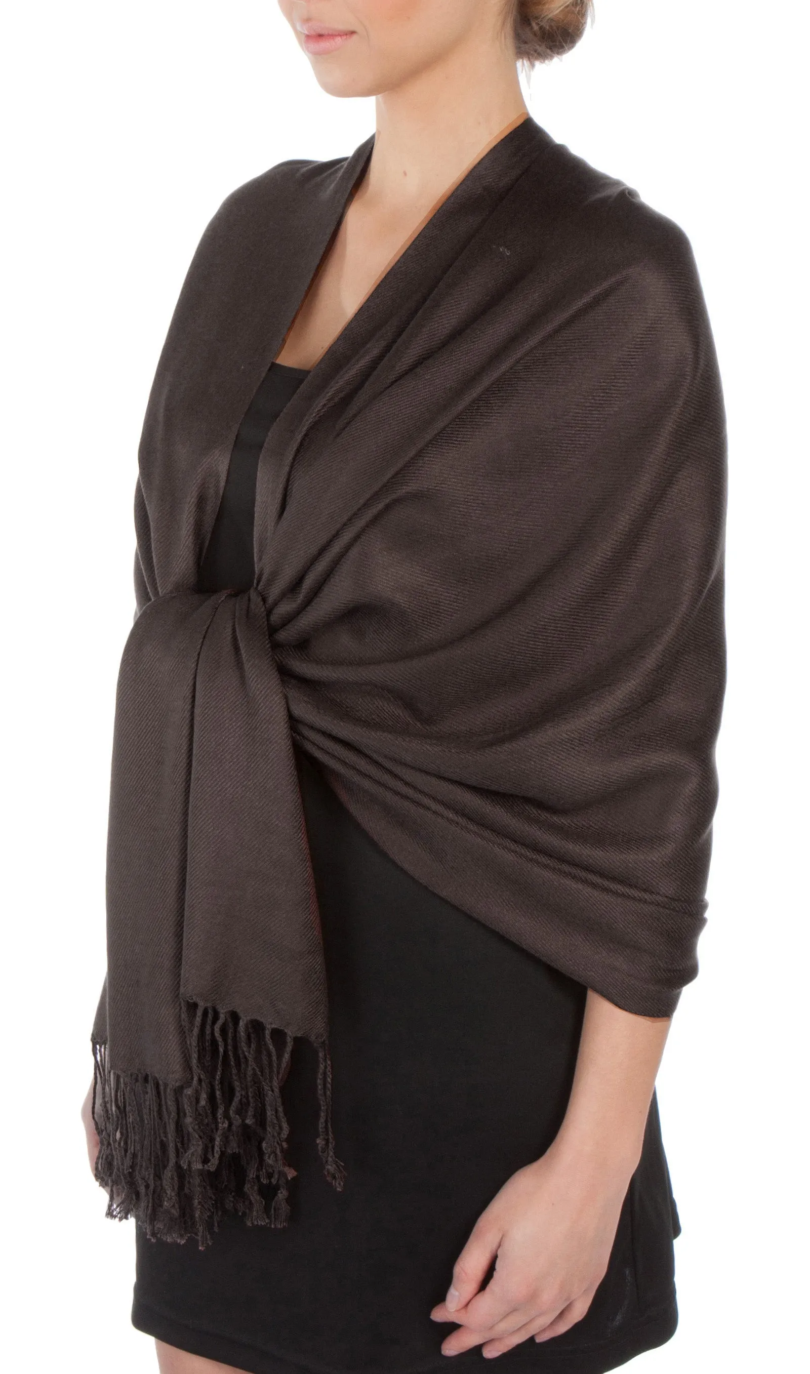 Sakkas Large Soft Silky Pashmina Feel Shawl Wrap Scarf Stole in Solid Colors