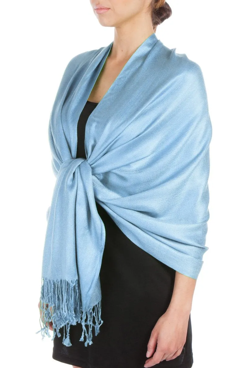 Sakkas Large Soft Silky Pashmina Feel Shawl Wrap Scarf Stole in Solid Colors