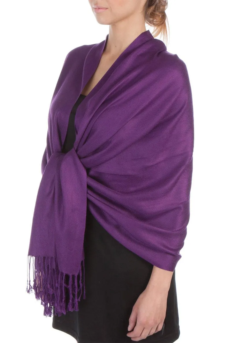 Sakkas Large Soft Silky Pashmina Feel Shawl Wrap Scarf Stole in Solid Colors