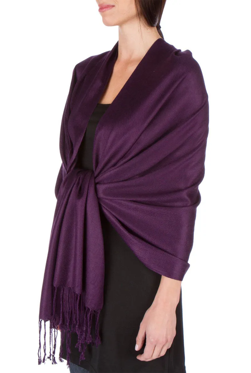 Sakkas Large Soft Silky Pashmina Feel Shawl Wrap Scarf Stole in Solid Colors