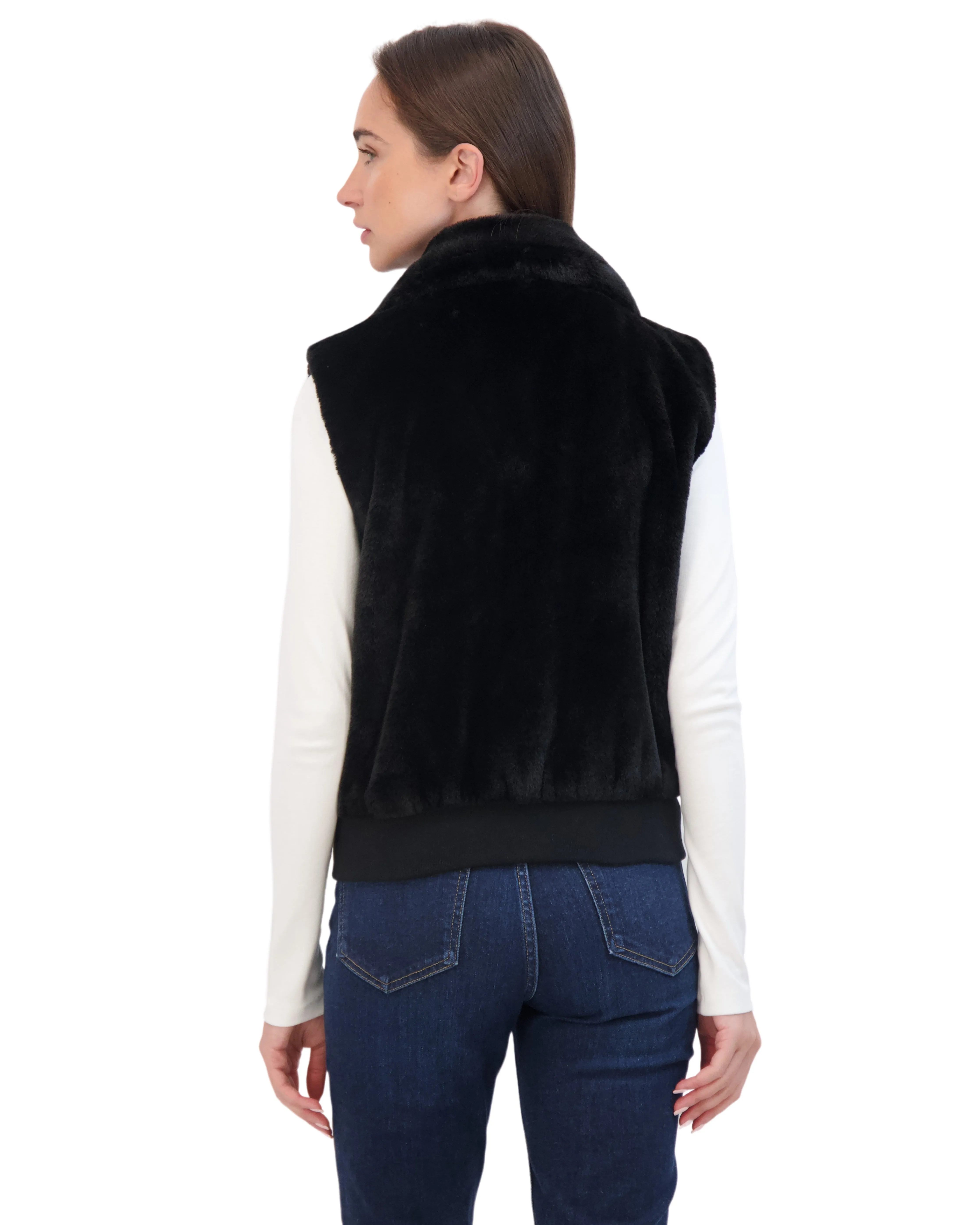 Sebby Collection Women's Faux Fur Zip Front Vest