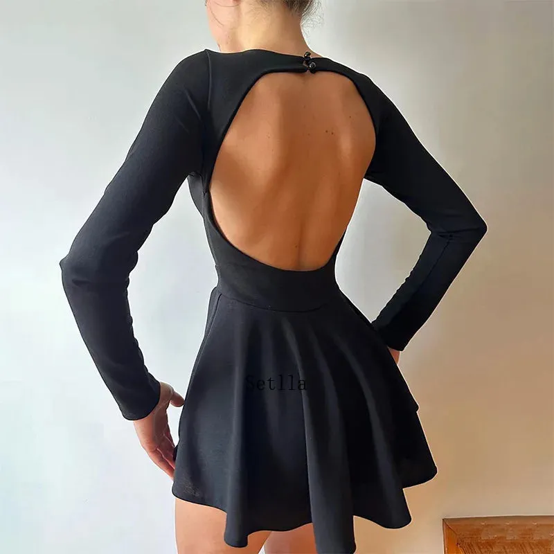 Sexy Backless V Neck A-Line Mini Dress