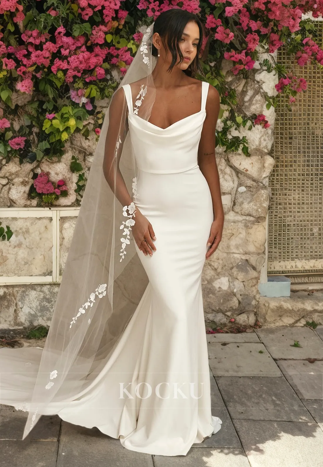 Simple & Casual Straps Square Mermaid Backless Wedding Dress