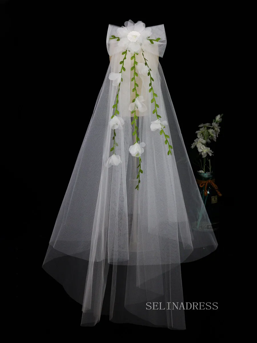 Single Layer Floral Bowknot Wedding Veils ALC024