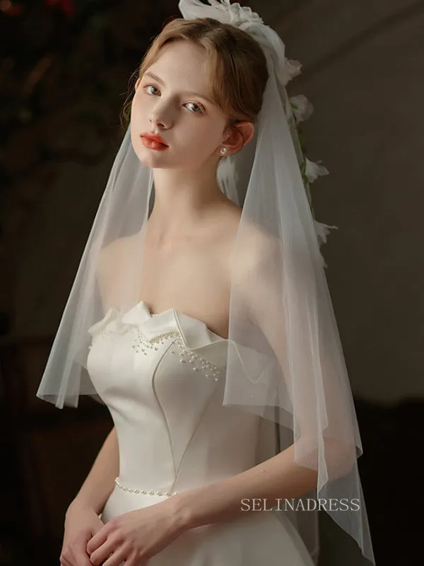 Single Layer Floral Bowknot Wedding Veils ALC024