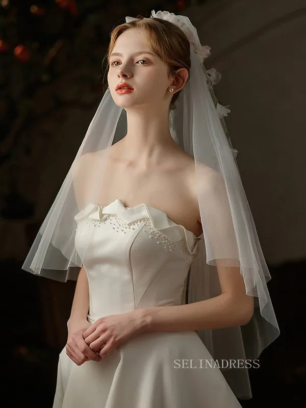 Single Layer Floral Bowknot Wedding Veils ALC024