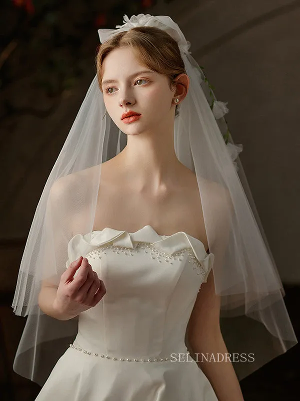 Single Layer Floral Bowknot Wedding Veils ALC024