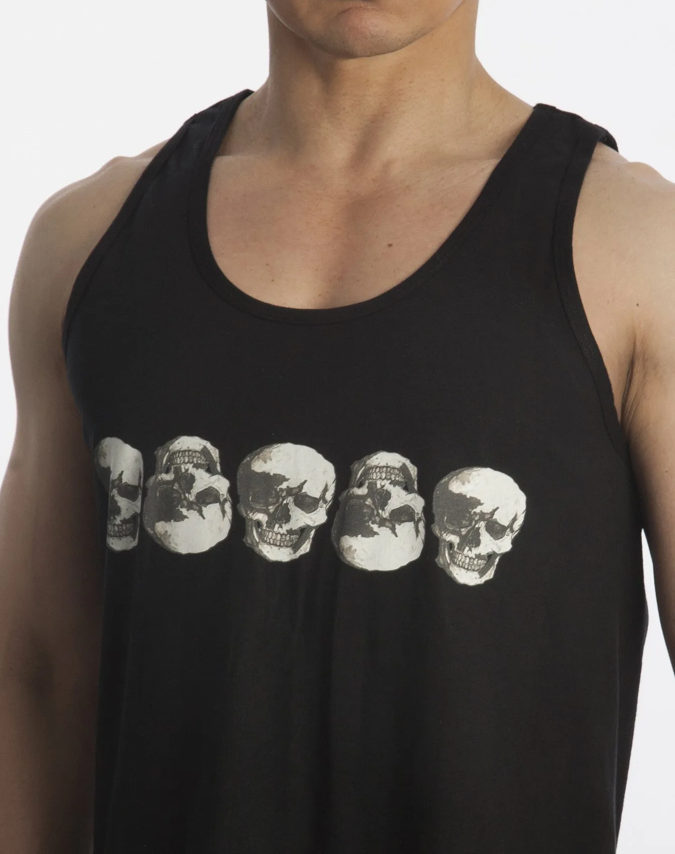 Skulls Black Ink Row Tank by Robert Bowen