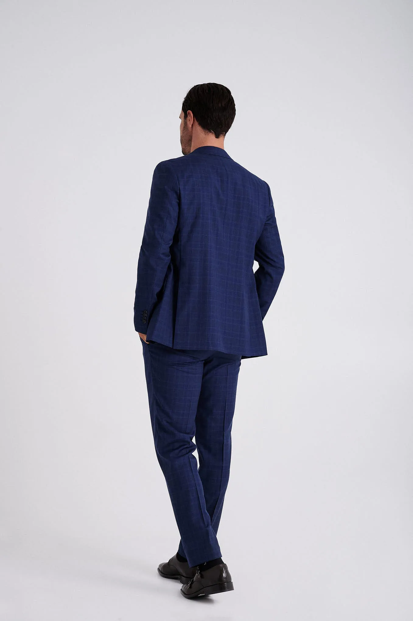 Slim fit plaids wool suit with vest