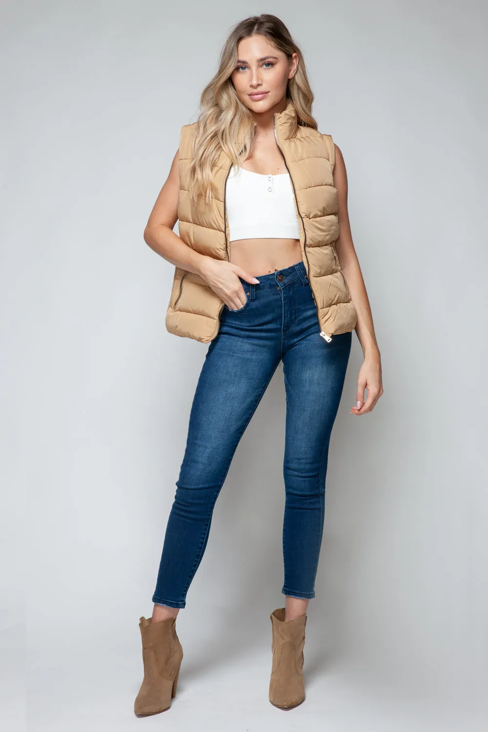 Snobbish Zip Up Turtleneck Vest with Pockets