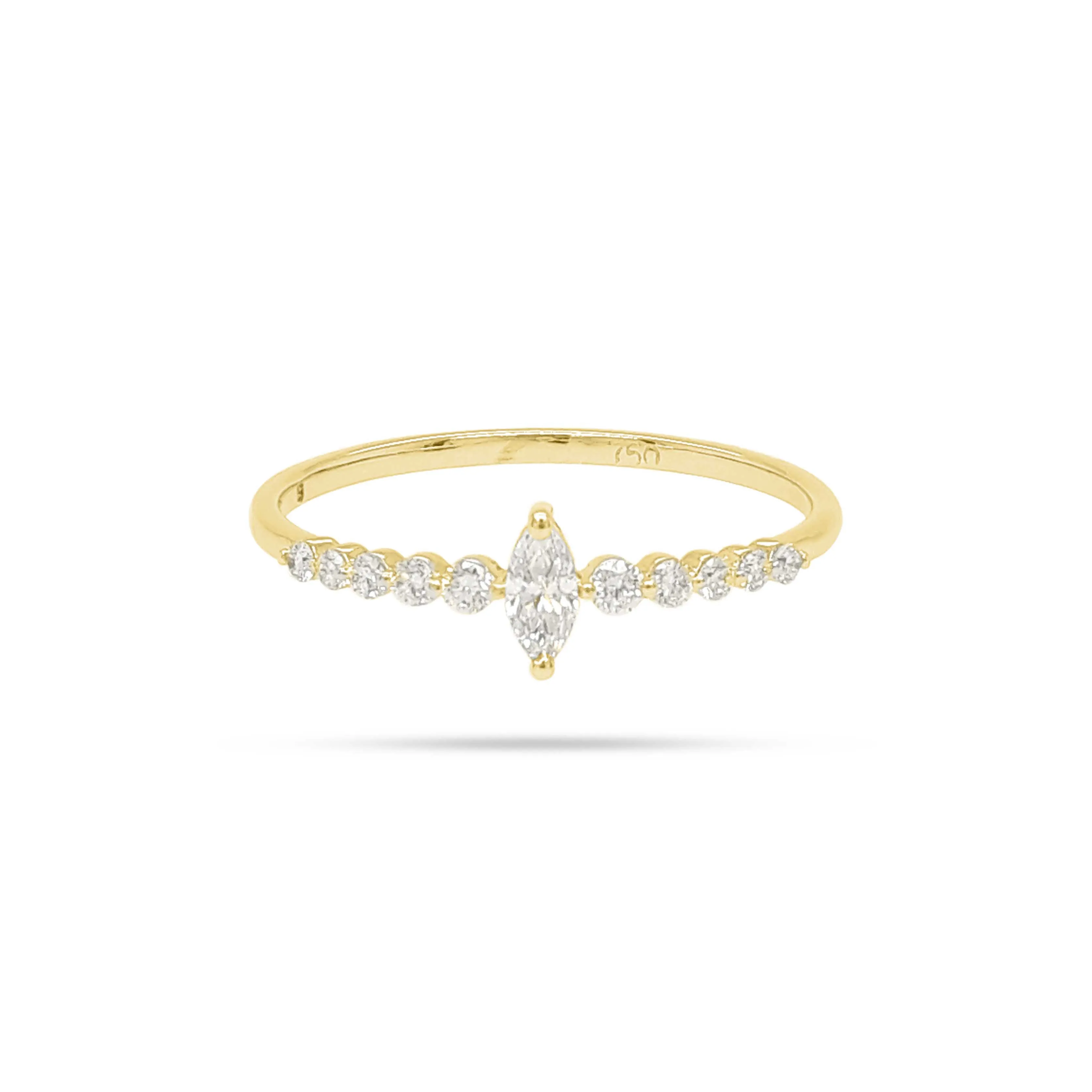 Solitaire Marquise and Round Diamond Ring