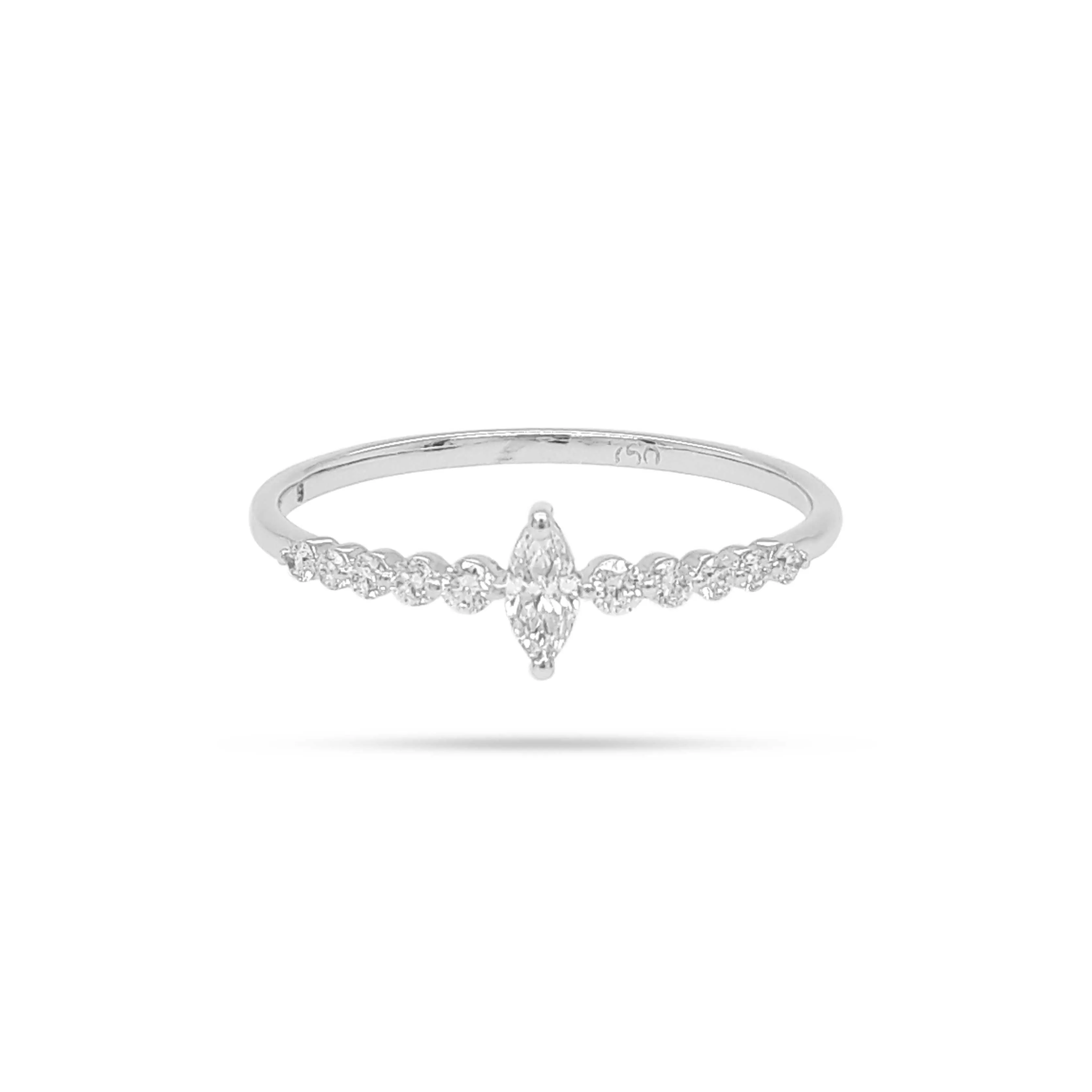 Solitaire Marquise and Round Diamond Ring