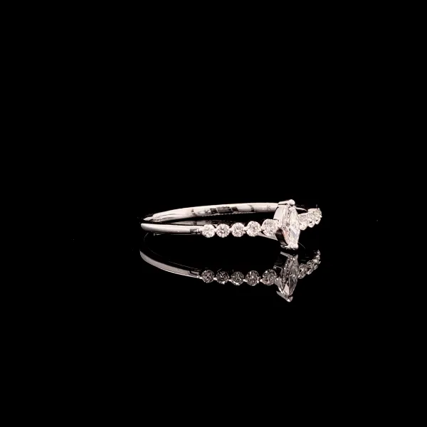 Solitaire Marquise and Round Diamond Ring