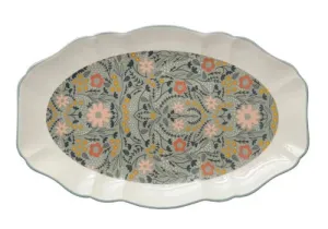 Stoneware Platter with Floral Pattern