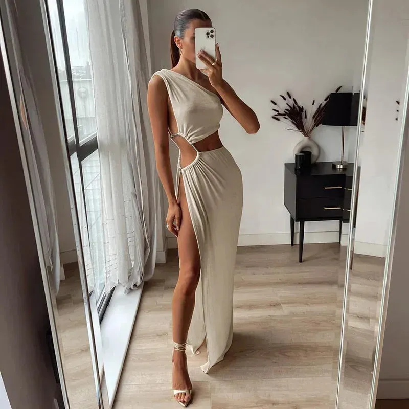 Summer Sleeveless Backless Cut-out Split Maxi Dress