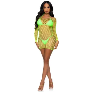 Supreme Fence Net Mini Dress - One Size - Neon Green