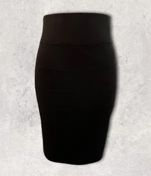 Ted Baker Black Tubular Dip Hem Bandage Mini Bodycon Skirt Size 3 UK 10/12 US 6/8 EU 38/40