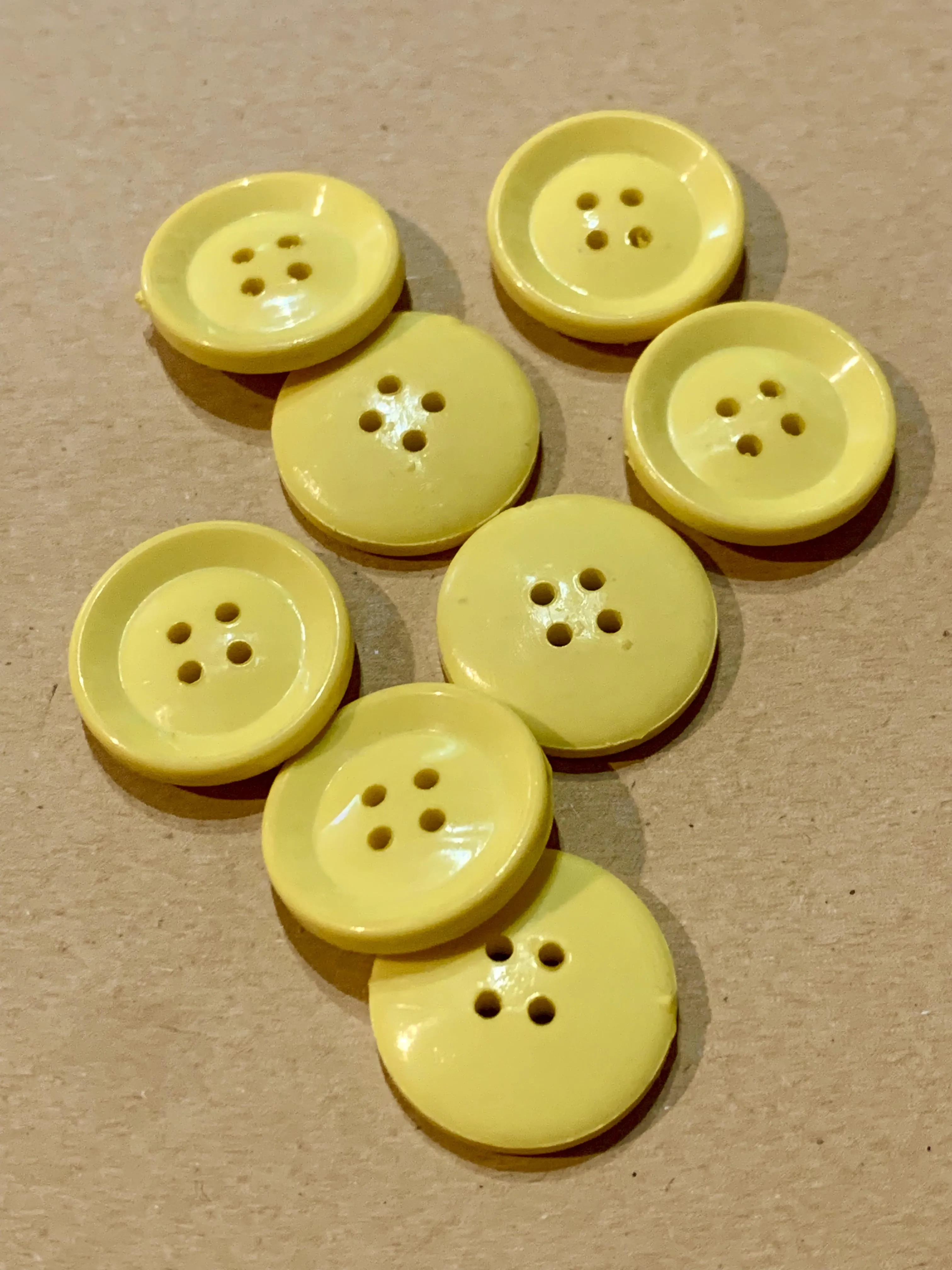 Vintage  Bright Yellow Large plastic 4 Hole Buttons( 8 x 21mm)