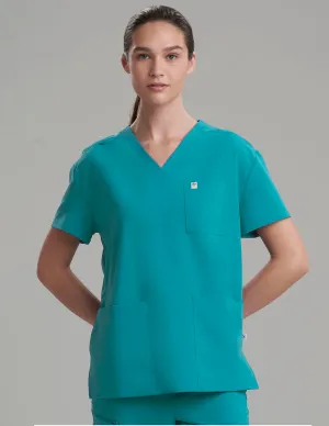 Womens 3-Pocket V-Neck Scrub Top -  Teal