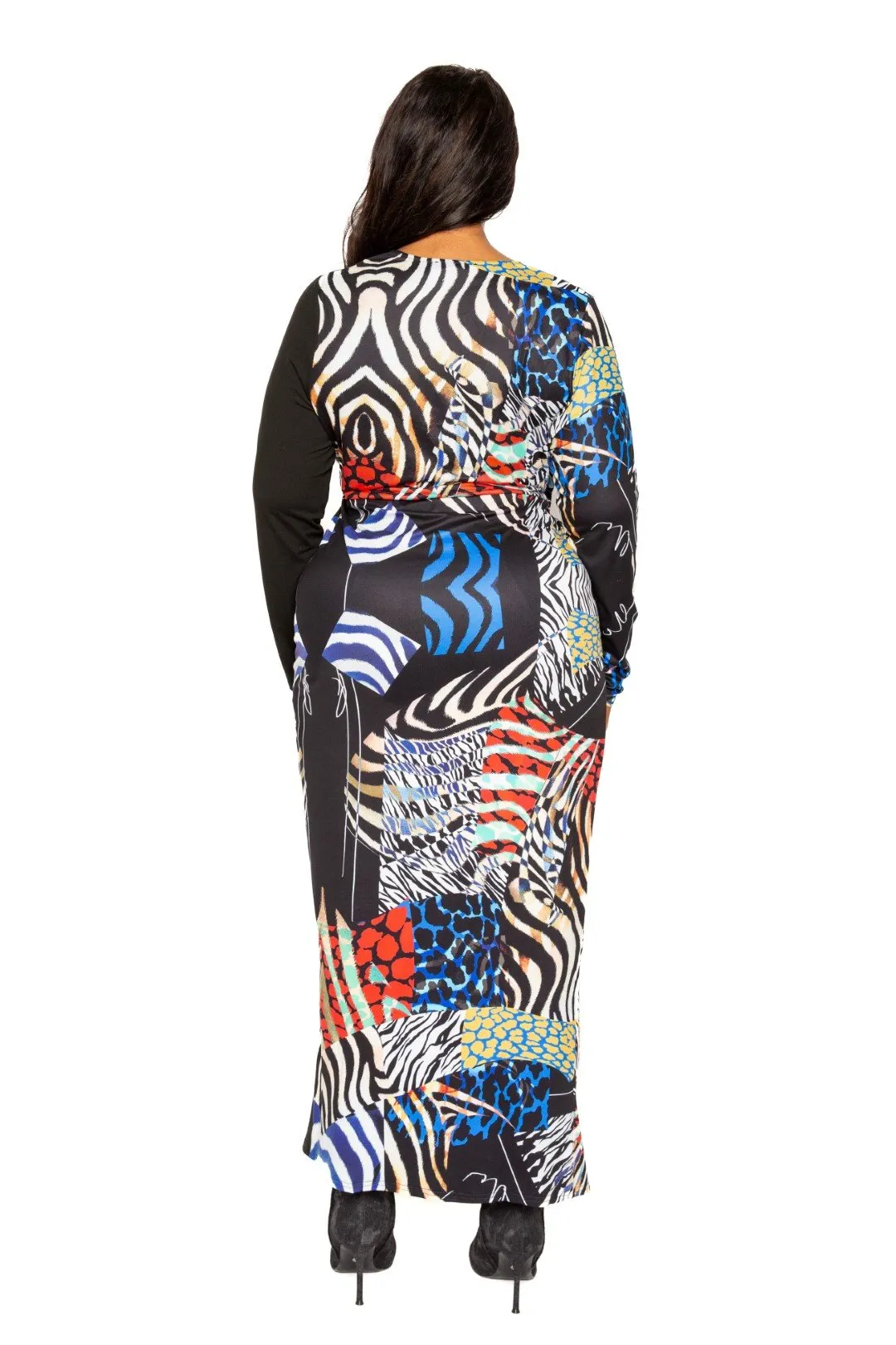 Women's Animal print splice dress with high-low