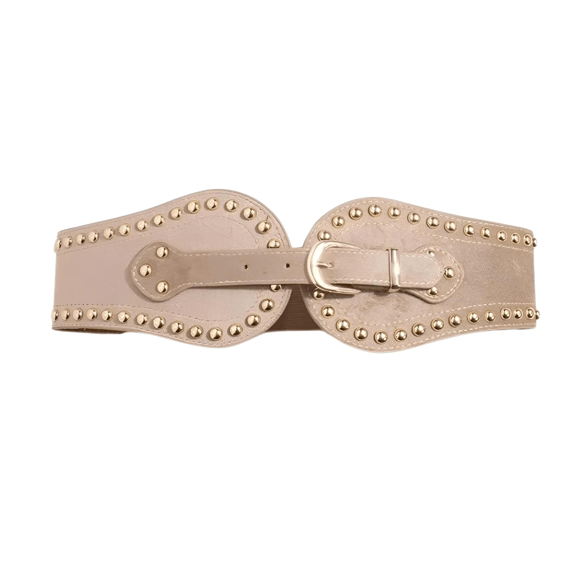 Women's Fashion Faux Suede Wide Belt With Rivets Elastic Adjustable Western Elastic Belt