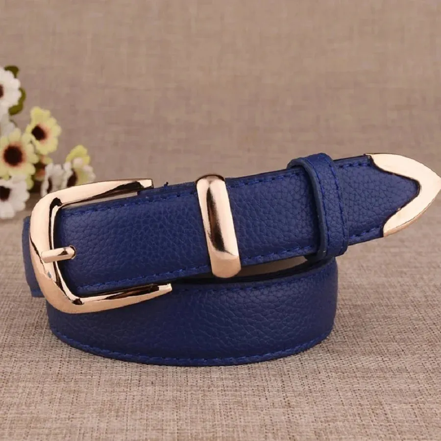 Women’s High-Quality Leather Trouser Belt – Trendy White Belt with Vintage Pin Buckle for Elegant Style