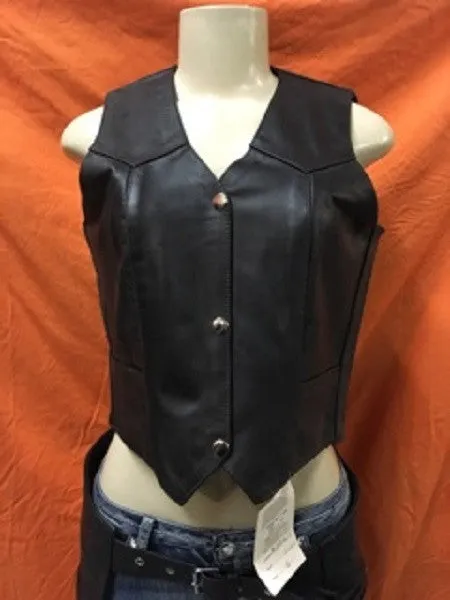 Women's Leather Biker Vest 3054F-WV-SL