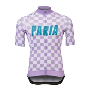 Wreckerboard Checked Men's Cycling Jersey Lilac