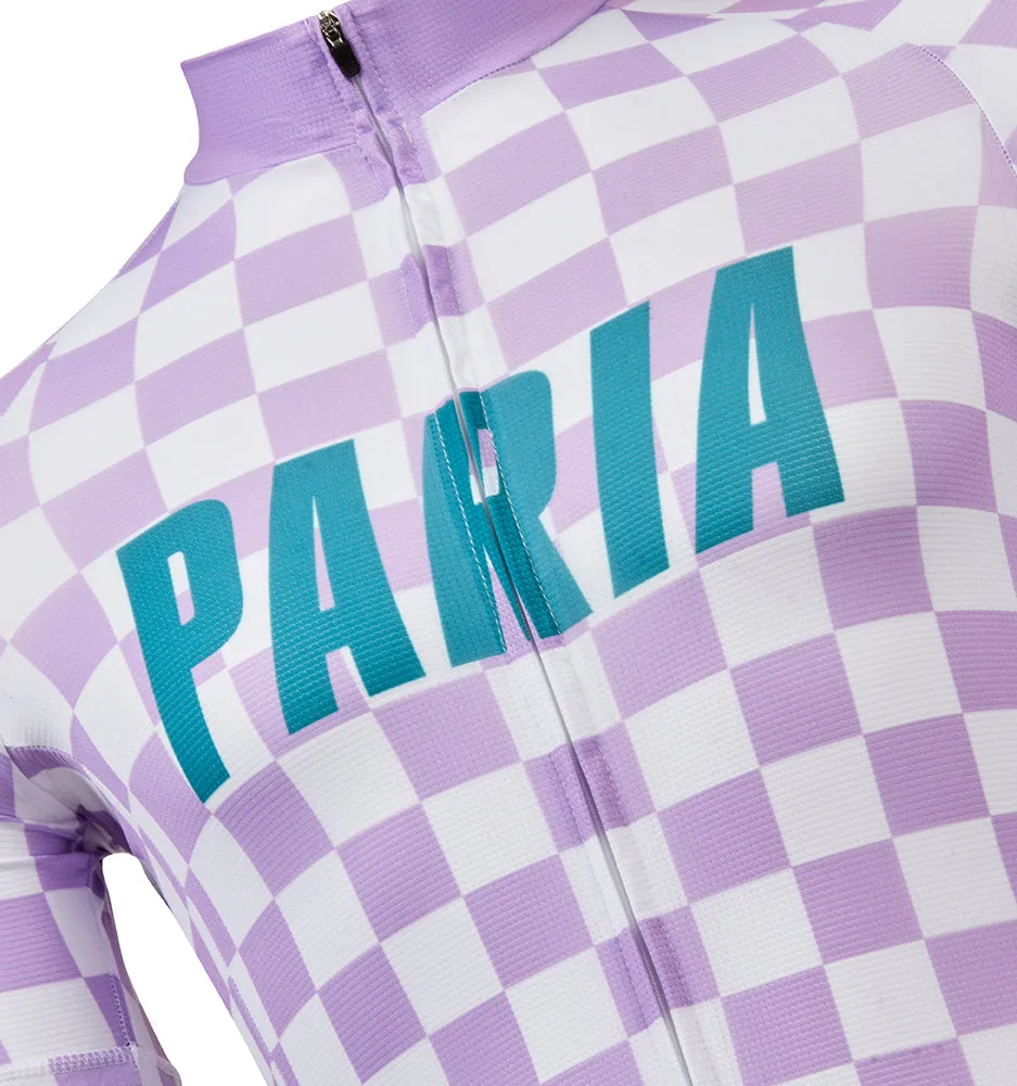 Wreckerboard Checked Men's Cycling Jersey Lilac