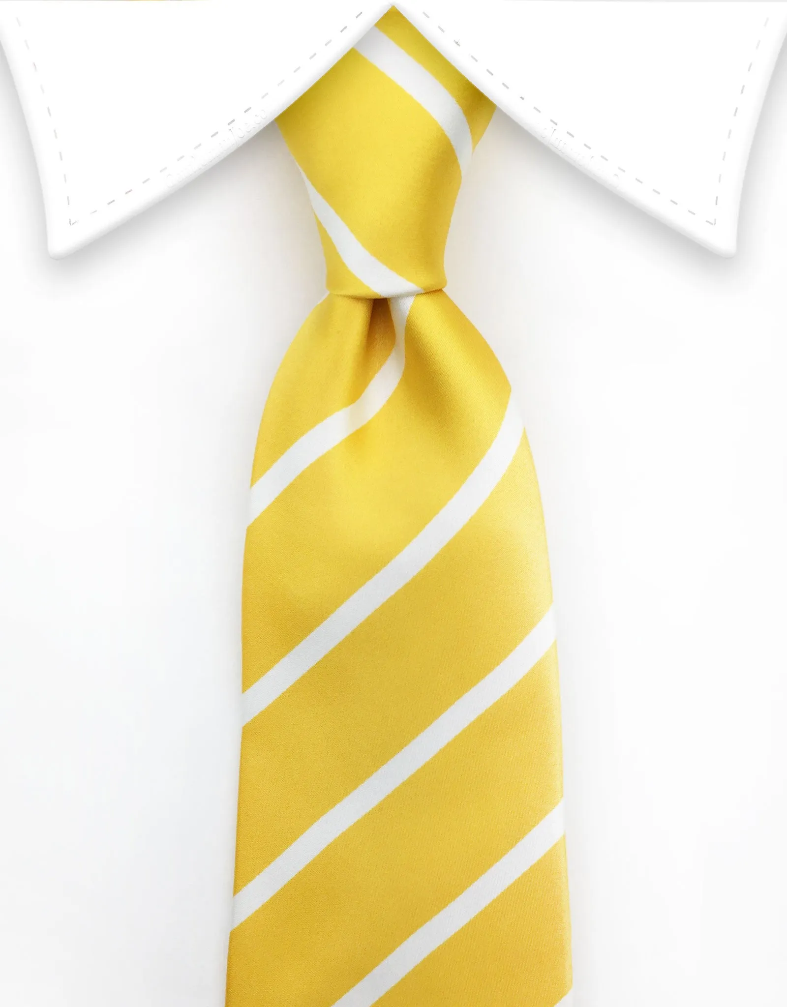 Yellow and White Striped Tie