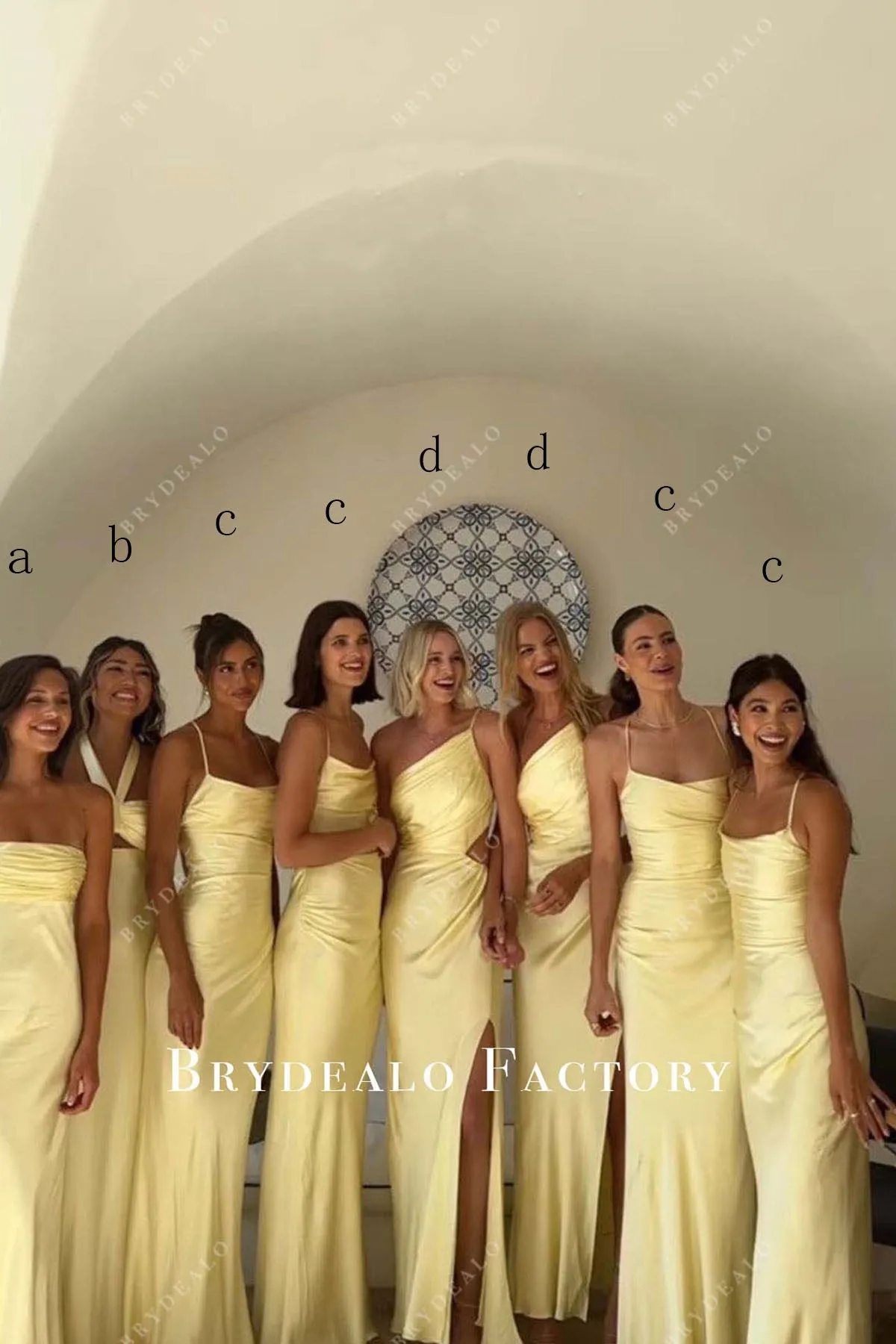 Yellow Floor Length Mismatched Bridesmaid Dresses