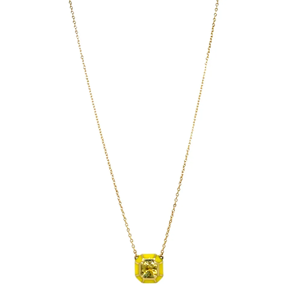 Yellow Montana Sapphire & Enamel Necklace - "Rock Candy Limoncello"