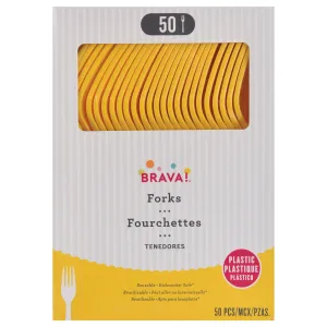 Yellow Sunshine Plastic Forks | 50 ct